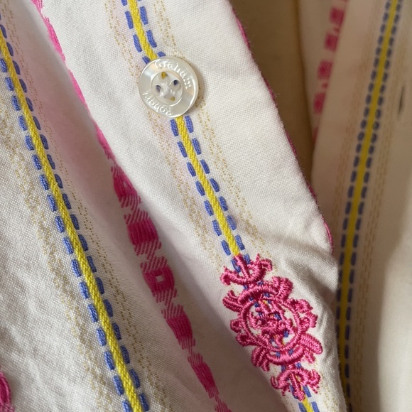 Robert graham long sleeve casual button down shirt size medium pink and yellow - Picture 3 of 12